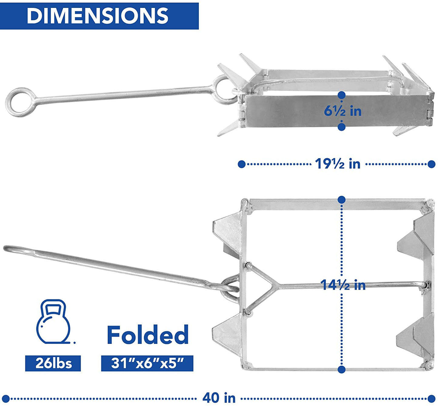 WindRider Boat Anchor | Box Style | Folds for Storage | Galvanized Steel