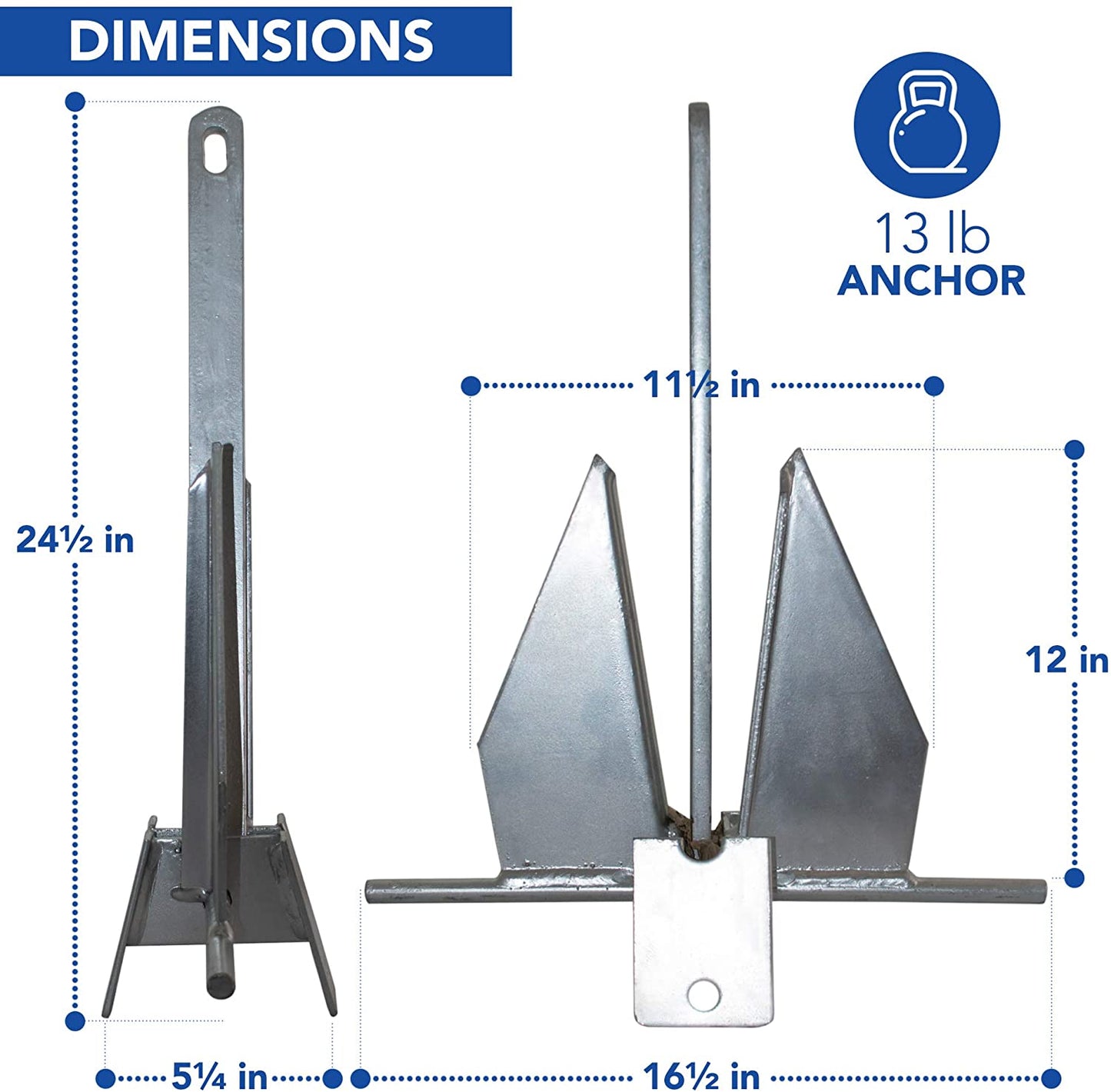WindRider Boat Anchor Kits | Includes Galvanized Fluke Anchor, Rope, Shackles, Chain