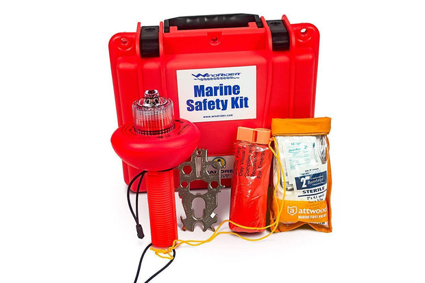 WindRider USCG Boating Safety Kit - Electronic Flare - First Aid Kit - Whistle - Multi tool - Waterproof Case Boats WindRider 