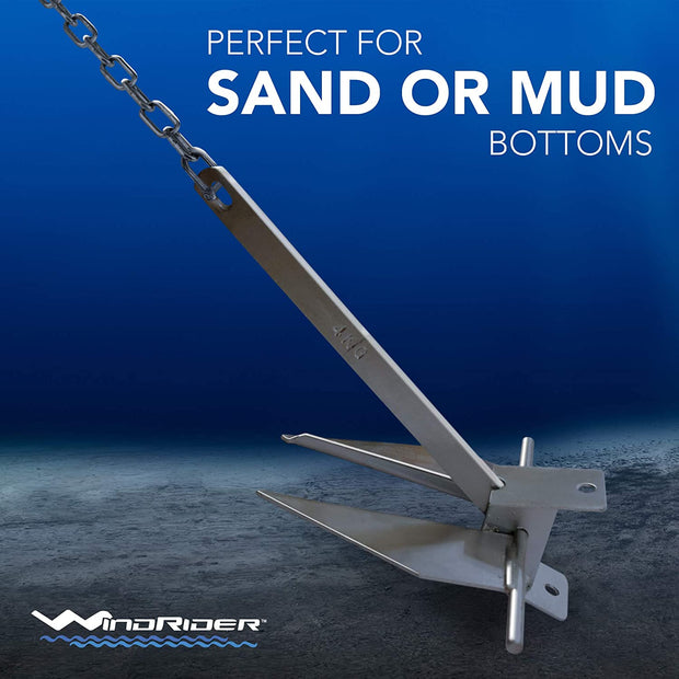 WindRider Boat Anchor Kits | Includes Galvanized Fluke Anchor, Rope, Shackles, Chain