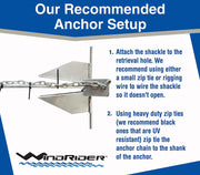 WindRider Boat Anchor Kits | Includes Galvanized Fluke Anchor, Rope, Shackles, Chain